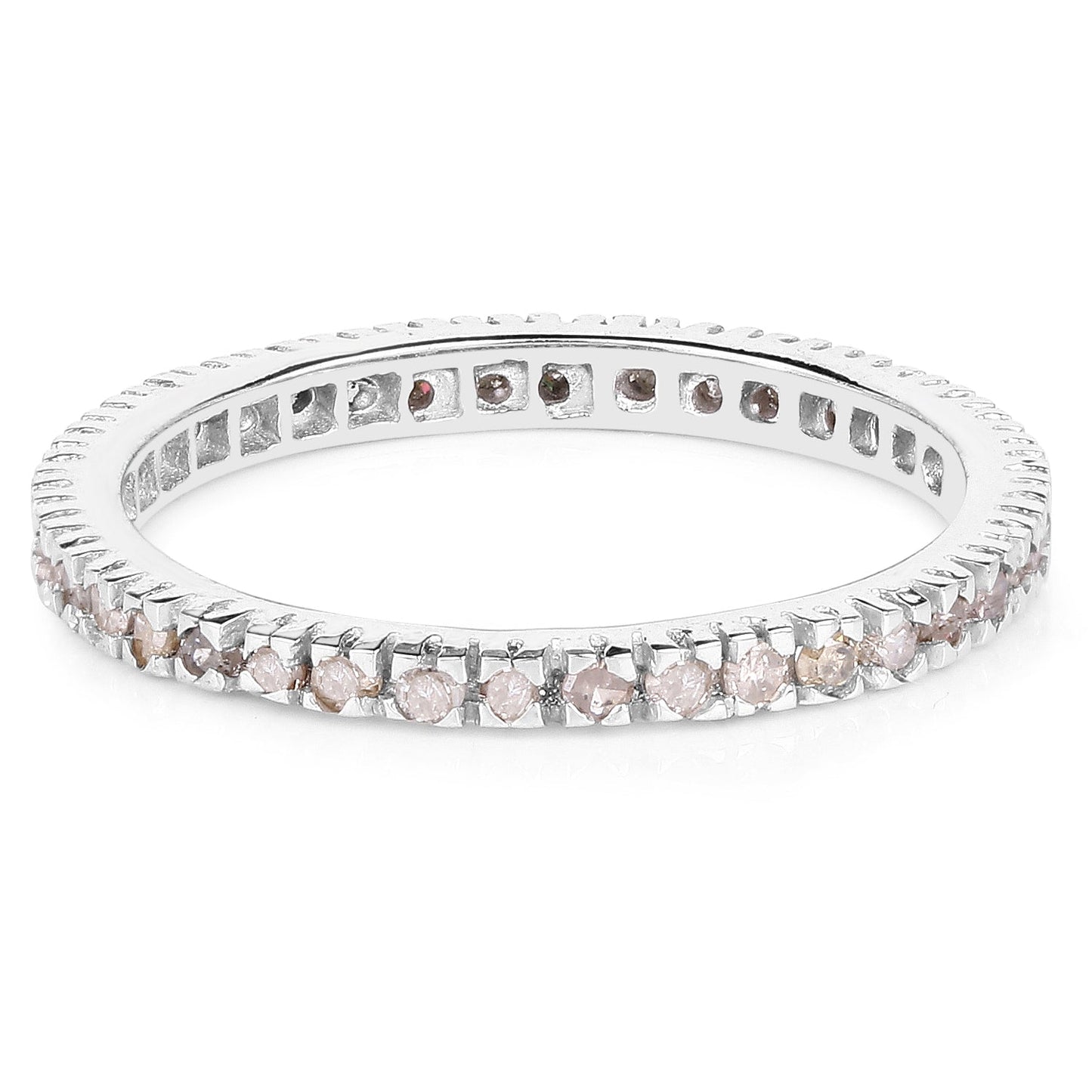 0.57 Carat Genuine Champagne Diamond .925 Sterling Silver Ring