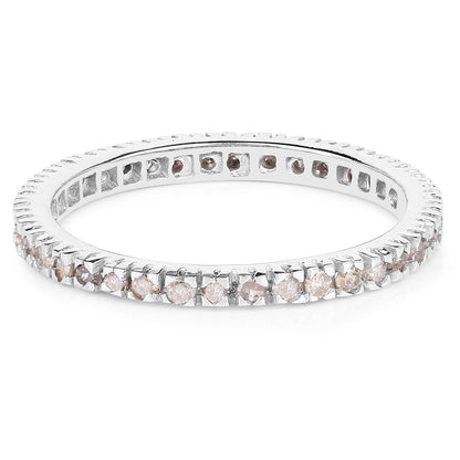 0.57 Carat Genuine Champagne Diamond .925 Sterling Silver Ring