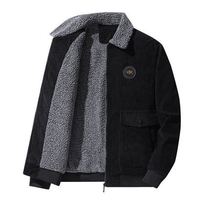 Men's Thickened Lamb Wool Cotton Corduroy Lapel Jacket