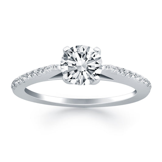 Bague de fiançailles micro-griffes cathédrale diamant en or blanc 14 carats
