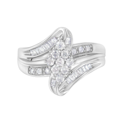 10K White Gold 1/2 cttw Diamond Cluster Ring (H-I Clarity, I2-I3 Color) - Size 6