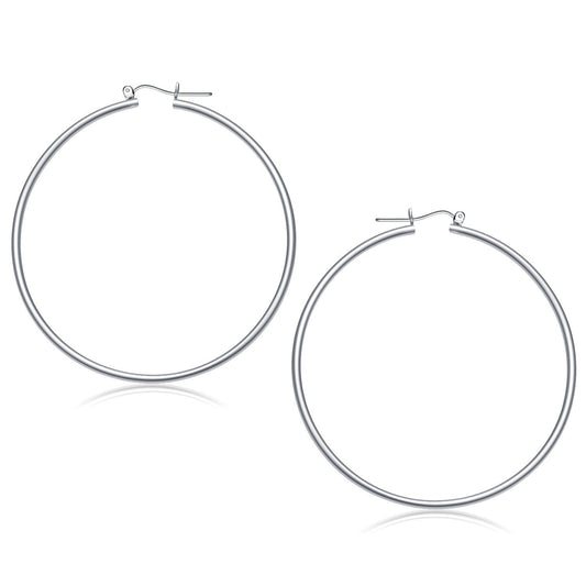 Boucles d'oreilles créoles polies en or blanc 14 carats (60 mm)