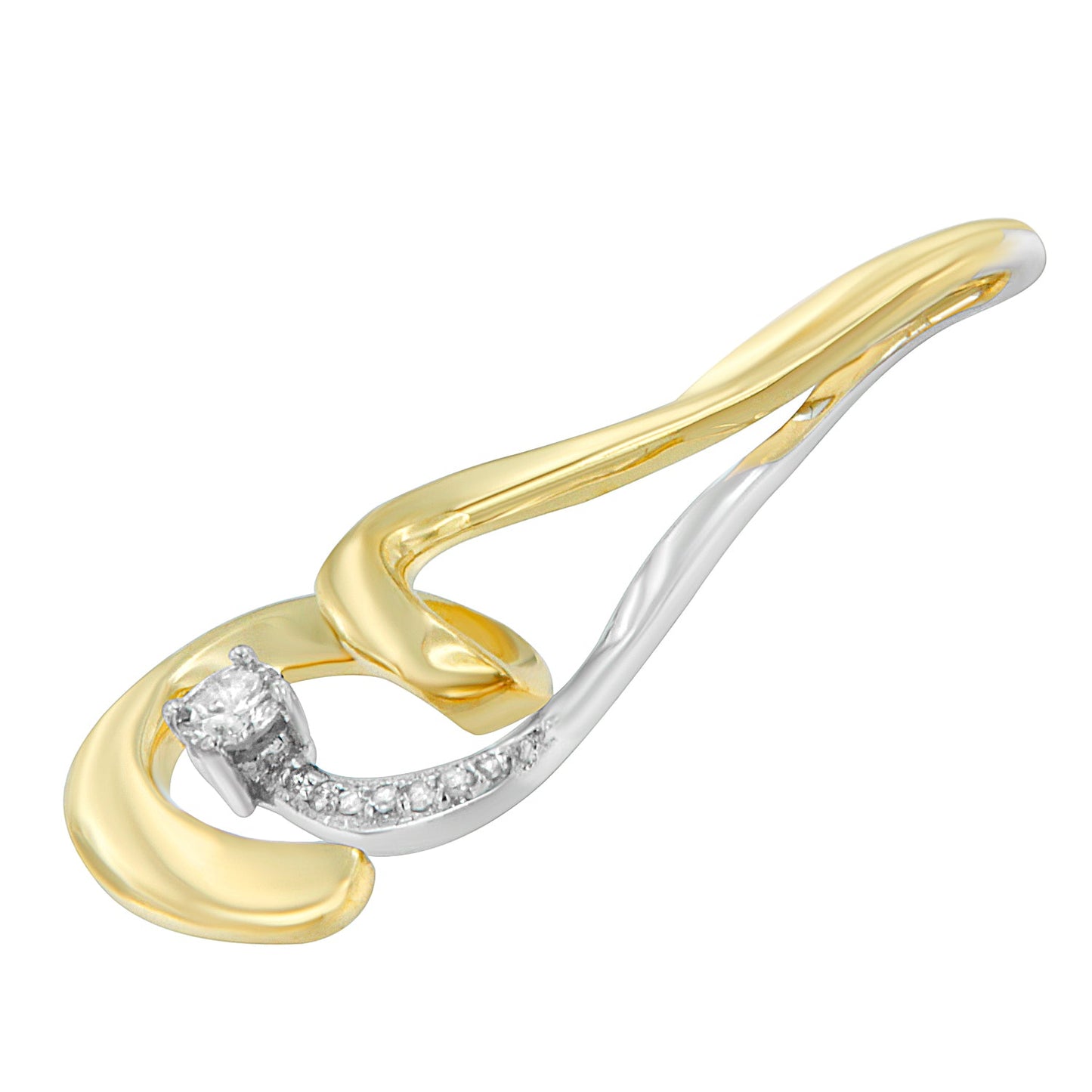 Espira 10K Two-Tone Gold 1/10 cttw Round Cut Diamond Swirl Pendant Necklace (I-J, I2-I3)