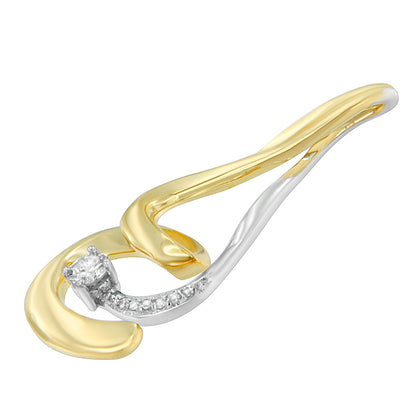 Espira 10K Two-Tone Gold 1/10 cttw Round Cut Diamond Swirl Pendant Necklace (I-J, I2-I3)