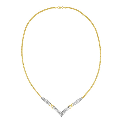 14K Yellow and White Gold 2.0 Cttw Princess Cut Diamond Flared and X-Station V Shaped 18â€ Franco Chain Statement Necklace (H-I Color, SI2-I1 Clarity)
