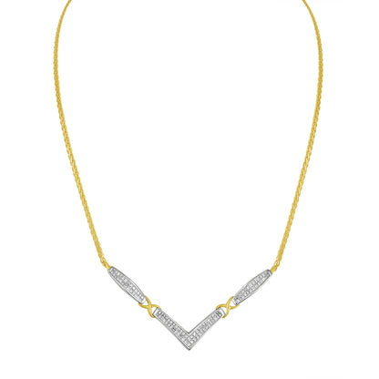 14K Yellow and White Gold 2.0 Cttw Princess Cut Diamond Flared and X-Station V Shaped 18â€ Franco Chain Statement Necklace (H-I Color, SI2-I1 Clarity)