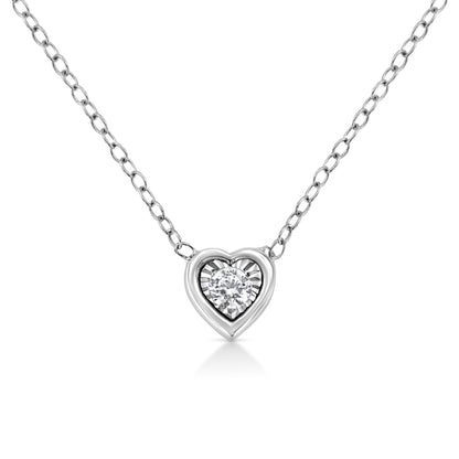 10K White Gold 1/10 Cttw Miracle Set Round-Cut Diamond Square Shape 18" Pendant Necklace (H-I Color, SI2-I1 Clarity)