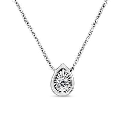 10K White Gold 1/10 Cttw Miracle Set Round-Cut Diamond Square Shape 18" Pendant Necklace (H-I Color, SI2-I1 Clarity)