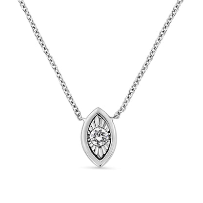 10K White Gold 1/10 Cttw Miracle Set Round-Cut Diamond Square Shape 18" Pendant Necklace (H-I Color, SI2-I1 Clarity)