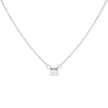 14K White Gold 1/4 Cttw Lab Grown Oval Solitaire Diamond East West 18" Pendant Necklace (G-H Color, VS2-SI1 Clarity)