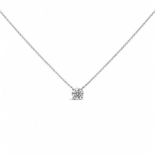 Pendentif solitaire en or blanc 14 carats et diamant de laboratoire de 1,00 carat