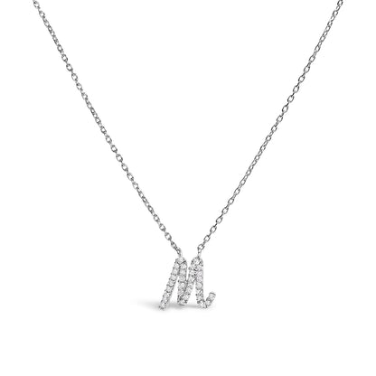 10K White Gold Diamond Accent "A" Initial Script Style Pendant Necklace