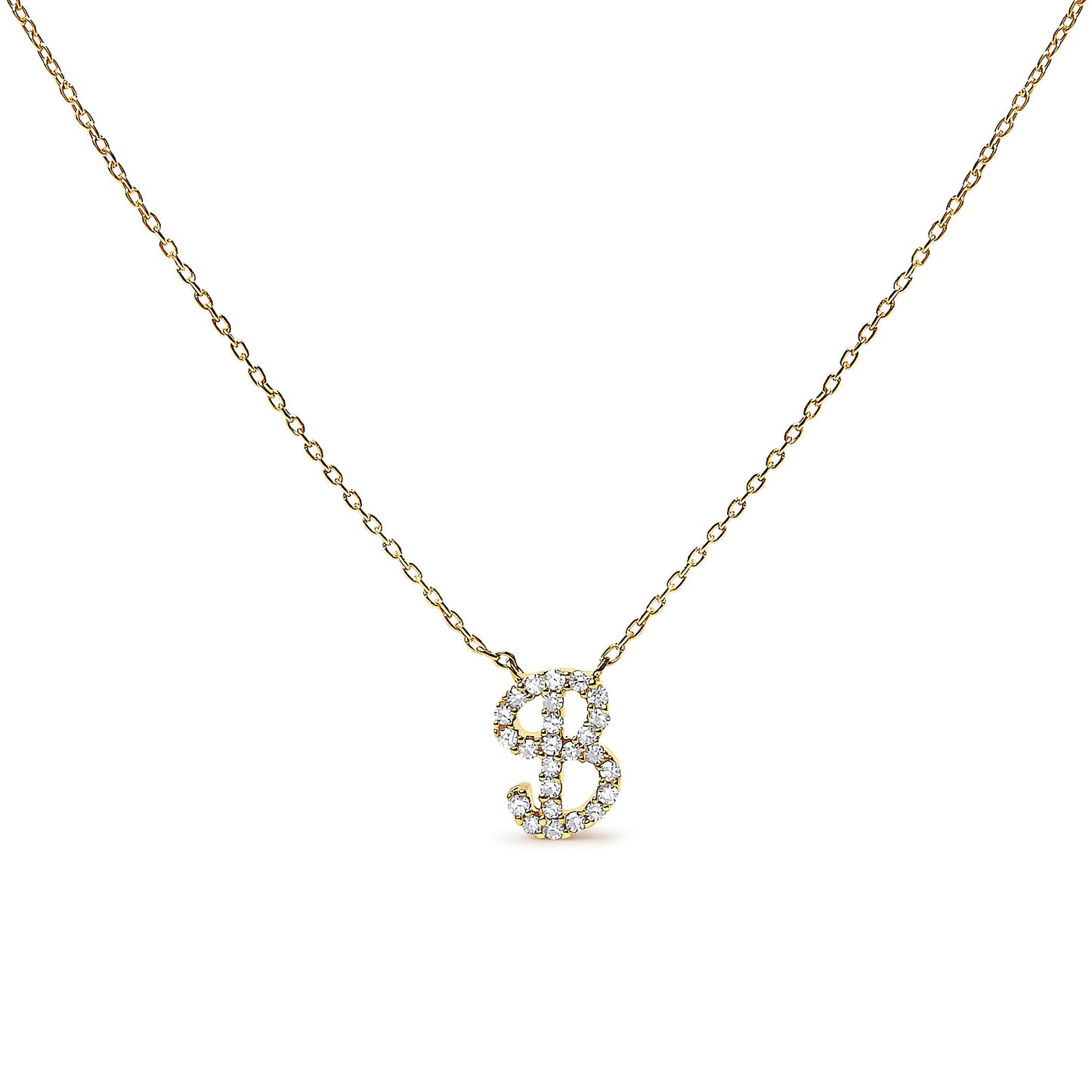 10K White Gold Diamond Accent "A" Initial Script Style Pendant Necklace