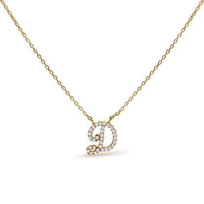 10K White Gold Diamond Accent "A" Initial Script Style Pendant Necklace