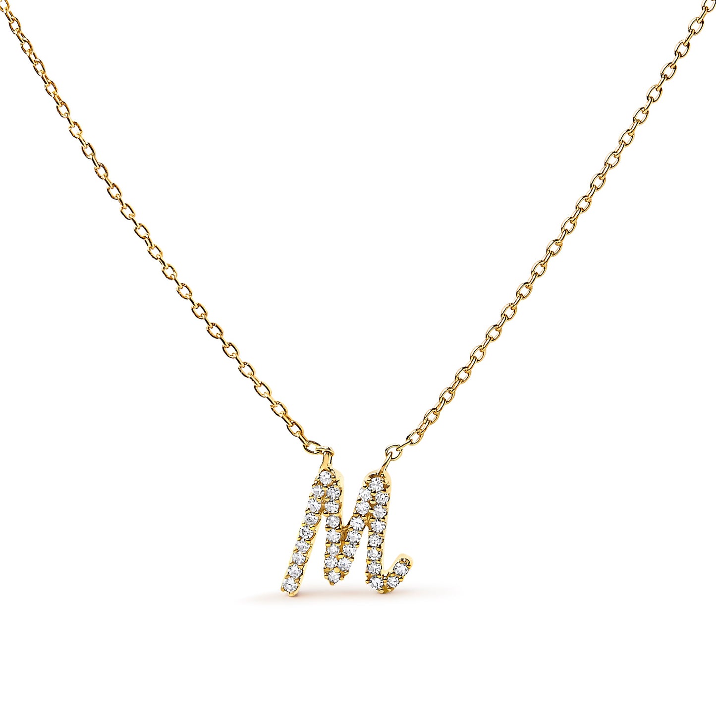 10K White Gold Diamond Accent "A" Initial Script Style Pendant Necklace