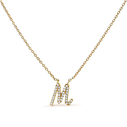 10K White Gold Diamond Accent "A" Initial Script Style Pendant Necklace
