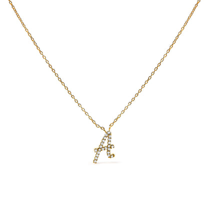 10K White Gold Diamond Accent "A" Initial Script Style Pendant Necklace