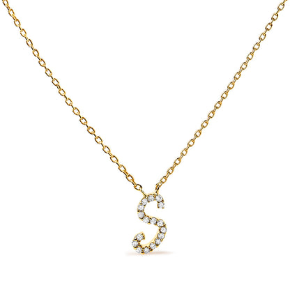 10K White Gold Diamond Accent "A" Initial Script Style Pendant Necklace