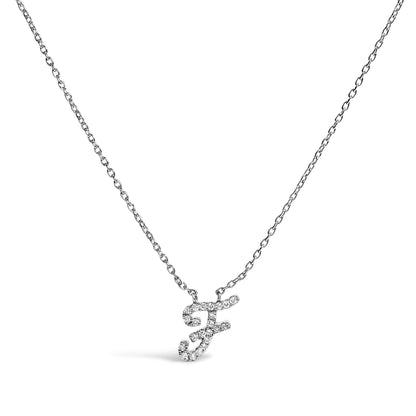 10K White Gold Diamond Accent "A" Initial Script Style Pendant Necklace
