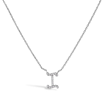 10K White Gold Diamond Accent "A" Initial Script Style Pendant Necklace