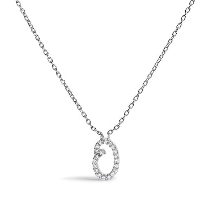 10K White Gold Diamond Accent "A" Initial Script Style Pendant Necklace