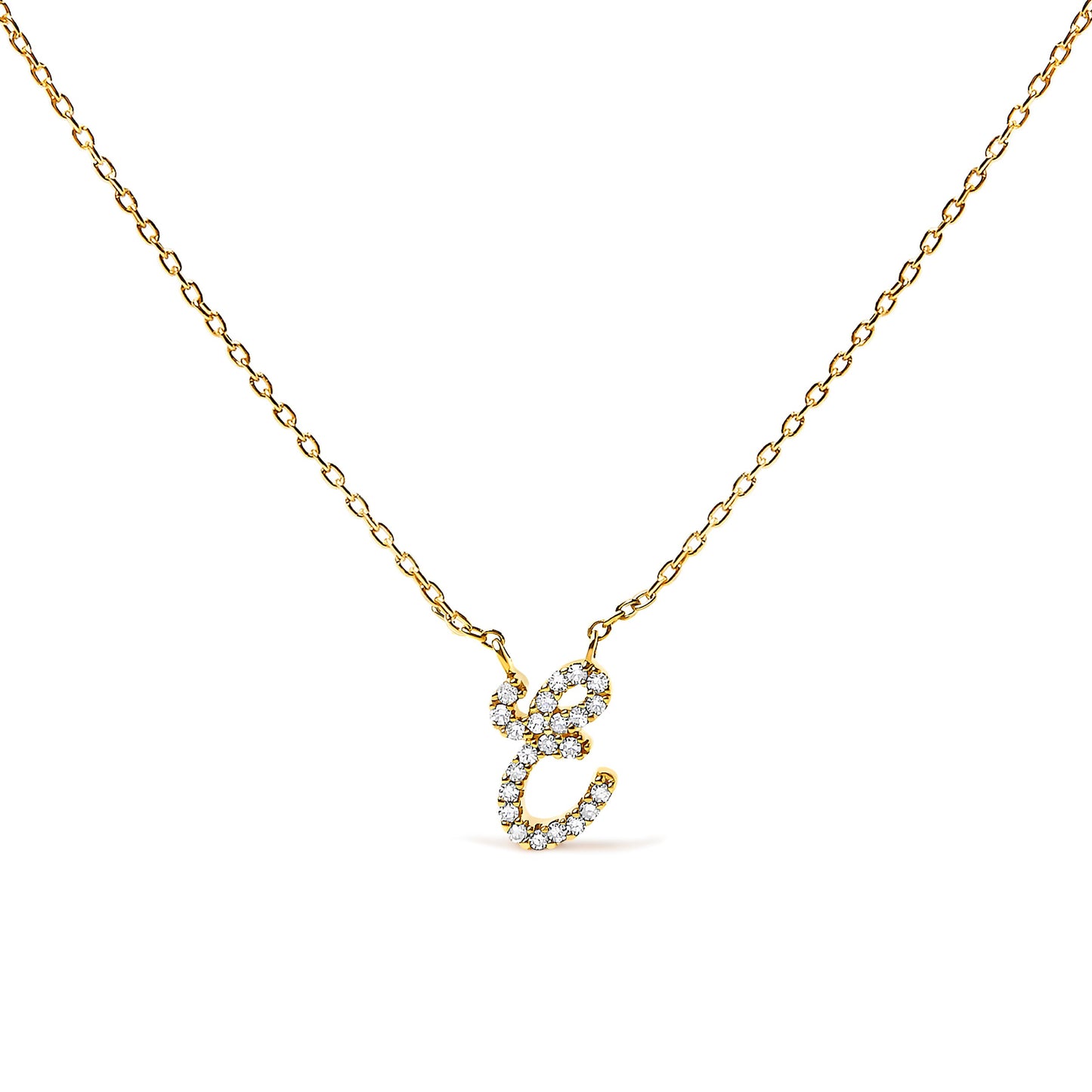 10K White Gold Diamond Accent "A" Initial Script Style Pendant Necklace
