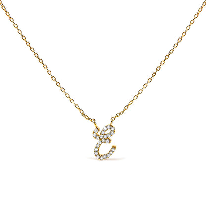 10K White Gold Diamond Accent "A" Initial Script Style Pendant Necklace