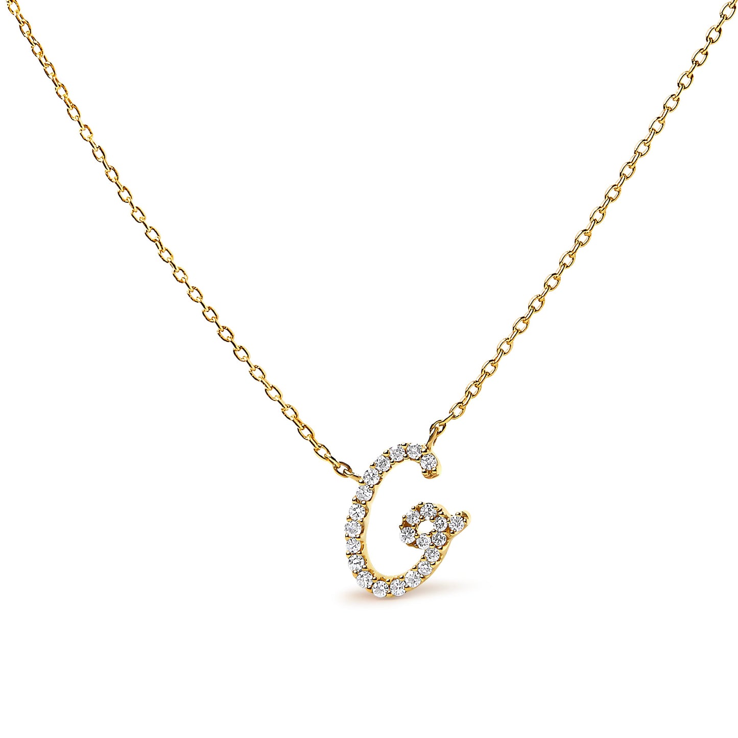 10K White Gold Diamond Accent "A" Initial Script Style Pendant Necklace