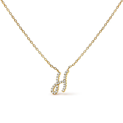 14K White Gold Diamond Accent "A" Initial Script Style Pendant Necklace