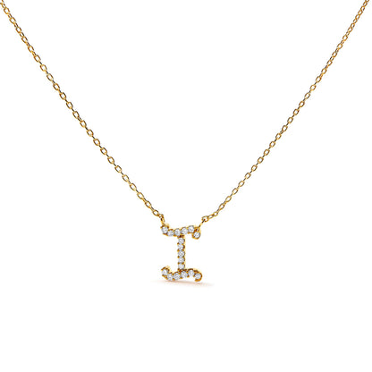 10K White Gold Diamond Accent "A" Initial Script Style Pendant Necklace