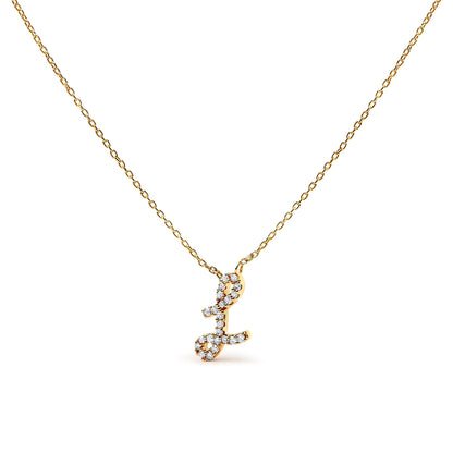 10K White Gold Diamond Accent "A" Initial Script Style Pendant Necklace