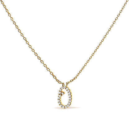 10K White Gold Diamond Accent "A" Initial Script Style Pendant Necklace
