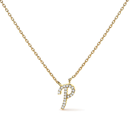 10K White Gold Diamond Accent "A" Initial Script Style Pendant Necklace