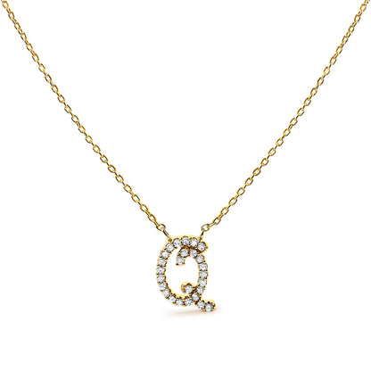 14K White Gold Diamond Accent "A" Initial Script Style Pendant Necklace