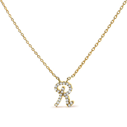 10K White Gold Diamond Accent "A" Initial Script Style Pendant Necklace