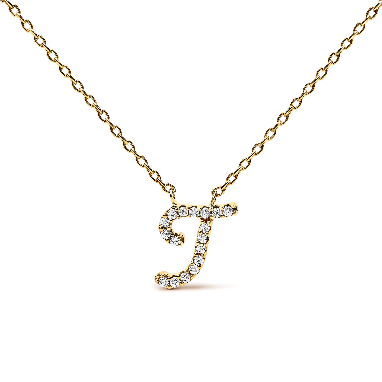 10K White Gold Diamond Accent "A" Initial Script Style Pendant Necklace