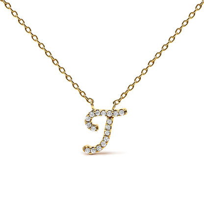 10K White Gold Diamond Accent "A" Initial Script Style Pendant Necklace