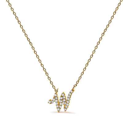 10K White Gold Diamond Accent "A" Initial Script Style Pendant Necklace