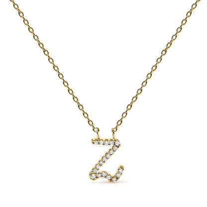10K White Gold Diamond Accent "A" Initial Script Style Pendant Necklace