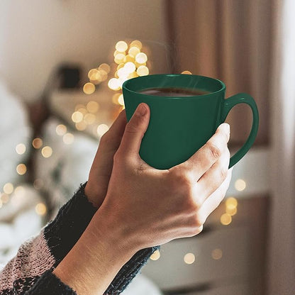 DISCOUNT PROMOS Glossy Ceramic Latte Coffee Mug 12 oz. Set of 10, Bulk Pack - Perfect for Tea, Espresso, Cappuccino, Hot Cocoa - Green