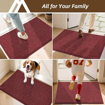 COSY HOMEER-Door-Mat 36"x60" Non Slip Absorbent Entryway Rugs Dirt Trapper Doormats Washable Entrance Mats Low Pile Welcome Floor Mat for Front Back Door and Entry Mats,Red