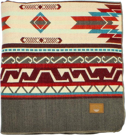 Inca Aztec Throw, Queen, King Blanket | Southwest Indian Navajo Boho Style | Native Cover for Camping, Bedding, Couch, Vanlife | Faux Alpaca, Lightweight, Hypoallergenic (Chimborazo Beige, Queen)