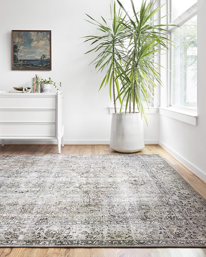 Loloi Layla Collection LAY-06 Taupe/Stone 2'-6" x 12'-0" .13" Thick Runner Rug, Soft, Durable, Vintage Inspired, Distressed, Low Pile, Non-Shedding, Easy Clean, Printed, Living Room Rug