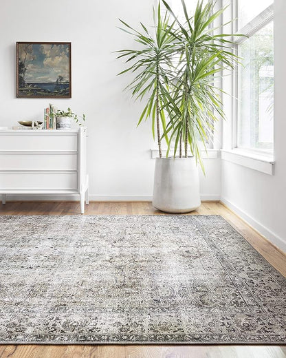 Loloi Layla Collection LAY-06 Taupe/Stone 2'-6" x 12'-0" .13" Thick Runner Rug, Soft, Durable, Vintage Inspired, Distressed, Low Pile, Non-Shedding, Easy Clean, Printed, Living Room Rug
