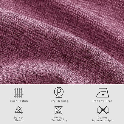 Macochico 100”Wx96”L Pinch Pleated 100% Blackout Linen Curtains Thermal Sliding Curtains for Bedroom Living Room Sliding Glass Door Farmhouse Shabby Chic Lilac Drapery with Tieback 1 Panel