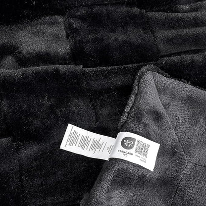 Cozy Bliss Checkered Faux Rabbit Fur Black Throw Blanket, Soft Fuzzy Fluffy Minky Furry Plush Blankets for Couch, Bed (50 * 60 Inches Black)