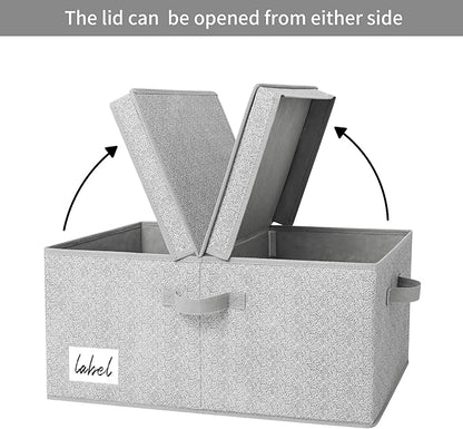 GRANNY SAYS Fabric Storage Bin with Lid, Decorative Storage Box, Extra Large Storage Baskets, Closet Organizer, Gray, 1-Pack