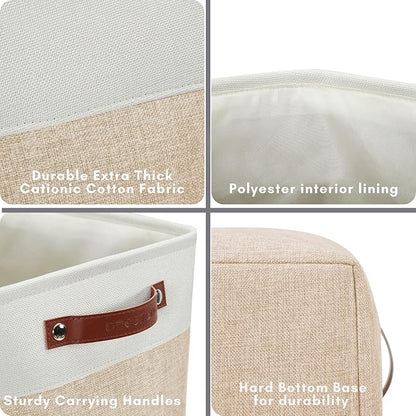 DECOMOMO Extra Large Storage Baskets 54.5L Fabric Storage Bins for Organizing Linen Closet, Toys, Nursery (Beige and White, XXXL - 3 pack)