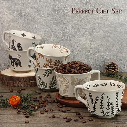 Ceramic Coffee Mug, 12 oz Novelty Unique Teacup with Large Handle, Stoneware Cup for Tea Mocha Latte Cappuccino Espresso (Bear)