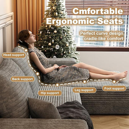 108" Sectional Couches for Living Room Modern Modular Sofa with L-Shape Couchs Upholstered Boneless Couch Deep Seat Sectional Couch with Chaise (Grey, Right Facing Chaise+2Seaters)